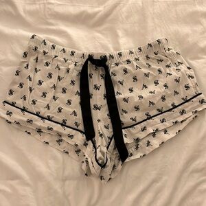 Victoria’s Secret white pajama shorts with black print, size small